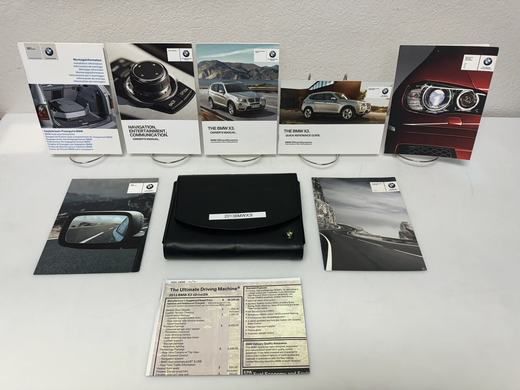 2013 BMW X3 Genuine OEM Owner's Manual Set w/Navigation Manual & BMW Case