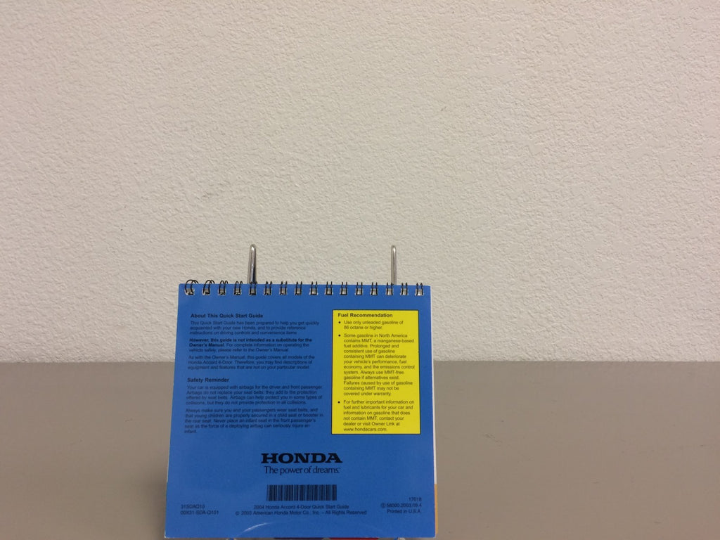 2004 Honda Accord Sedan Genuine OEM Owner's Manual w/Case--Free Shipping!