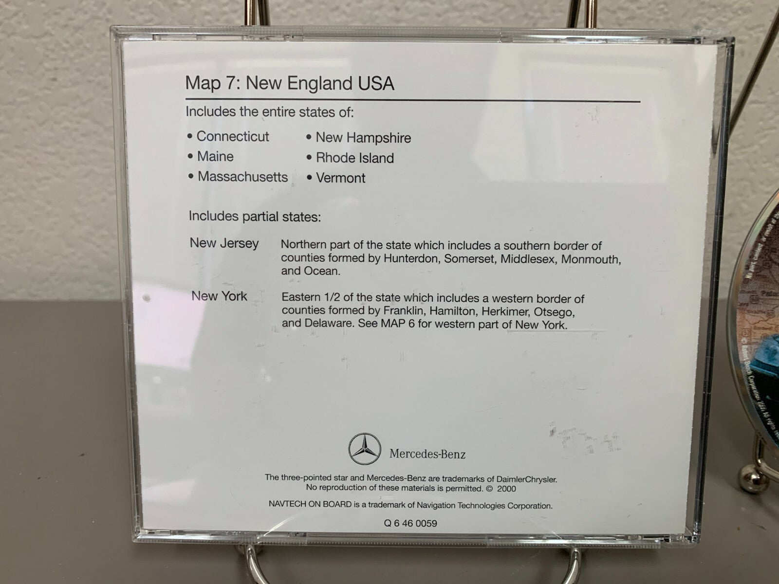 1999-2000 Mercedes Comand Navigation Disc 7 (CT/ME/MA/NH/RI/VT & Parts of NY&NJ)