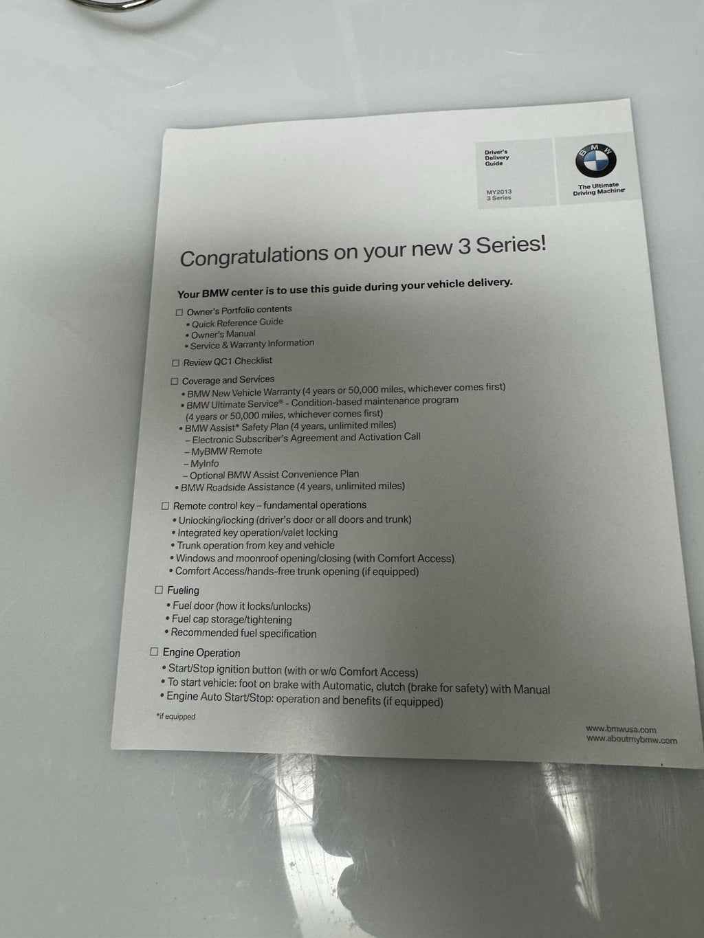 2013 BMW 3-Series Coupe Convertible Owner's Manual Set w/Leather Case w/BMW Logo