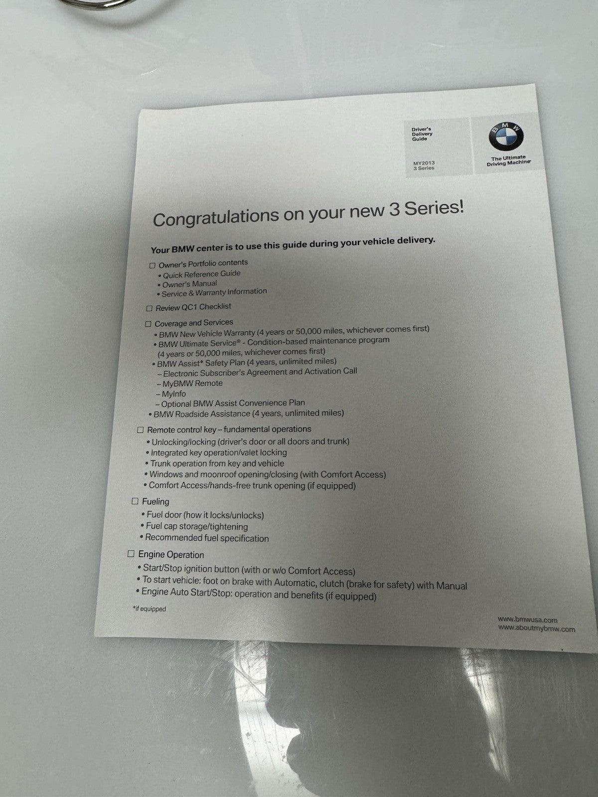 2013 BMW 3-Series Coupe Convertible Owner's Manual Set w/Leather Case w/BMW Logo