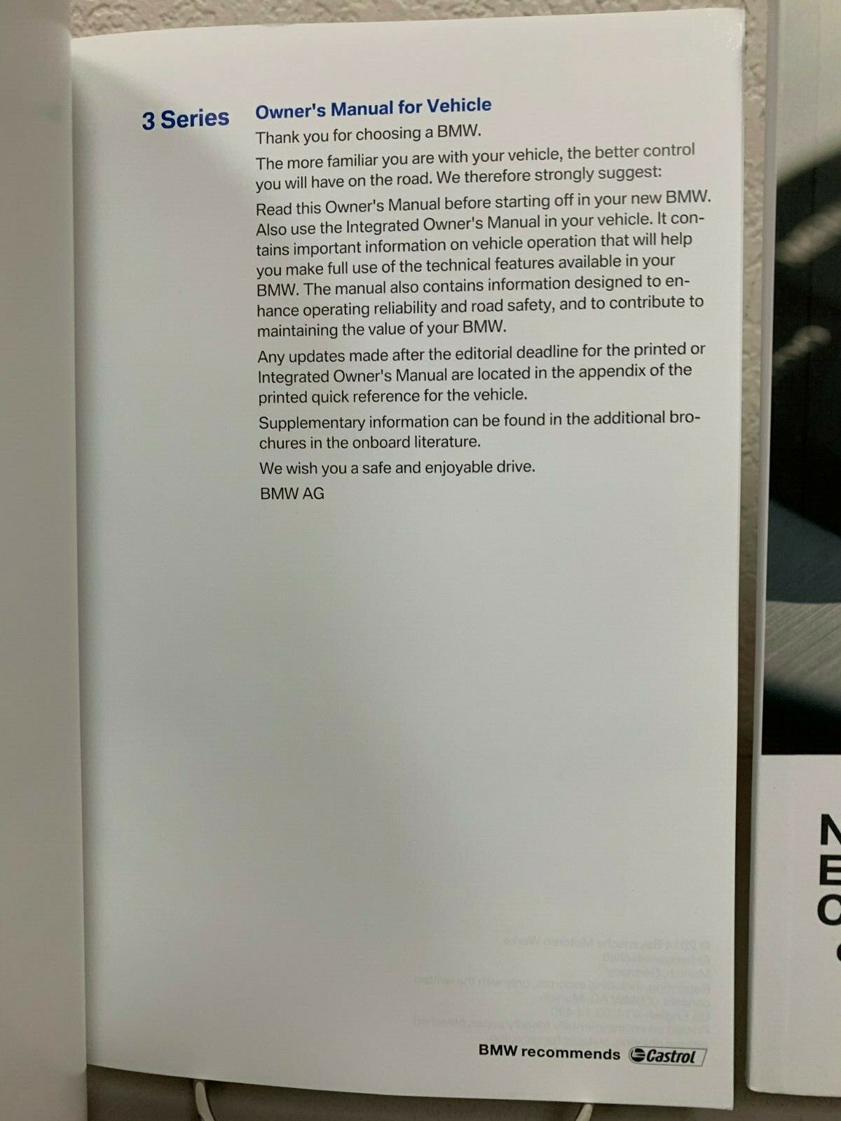 2014 BMW 3-Series Sedan Genuine OEM Owner's Manual Set w/Case and Bonus Key FOB