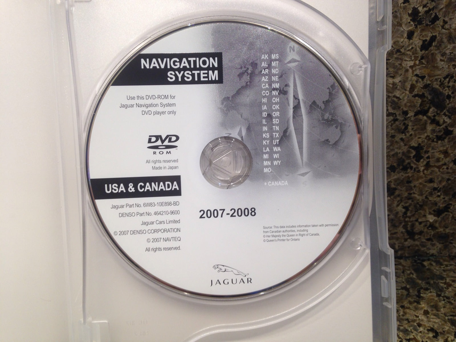 Jaguar XF XK XKR Navigation DVD 6W83-10E898-BD Map 2007-2008 East & West 2 Discs