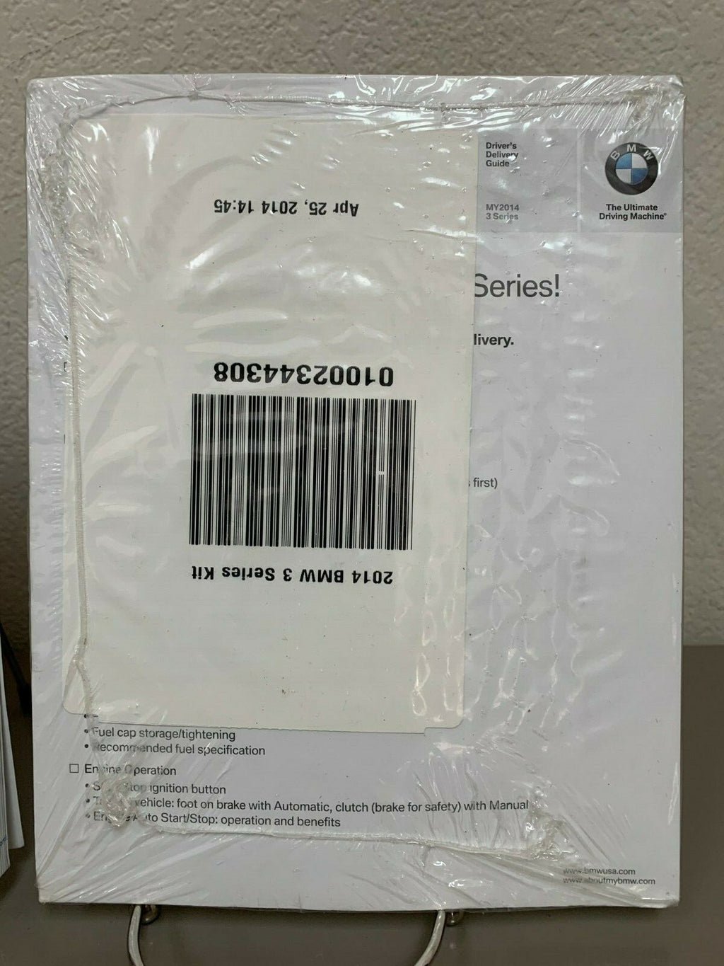 2014 BMW 3-Series Sedan Genuine OEM Owner's Manual Set w/Case and Bonus Key FOB