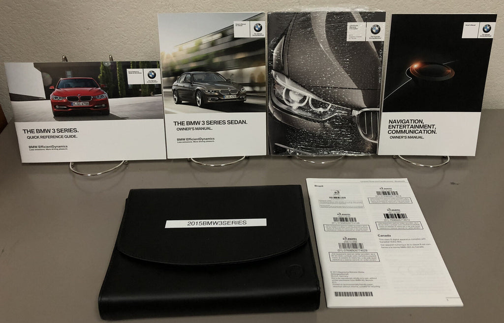 2015 BMW 3-Series Sedan Genuine OEM Owner's Manual Set w/Navigation & BMW Case