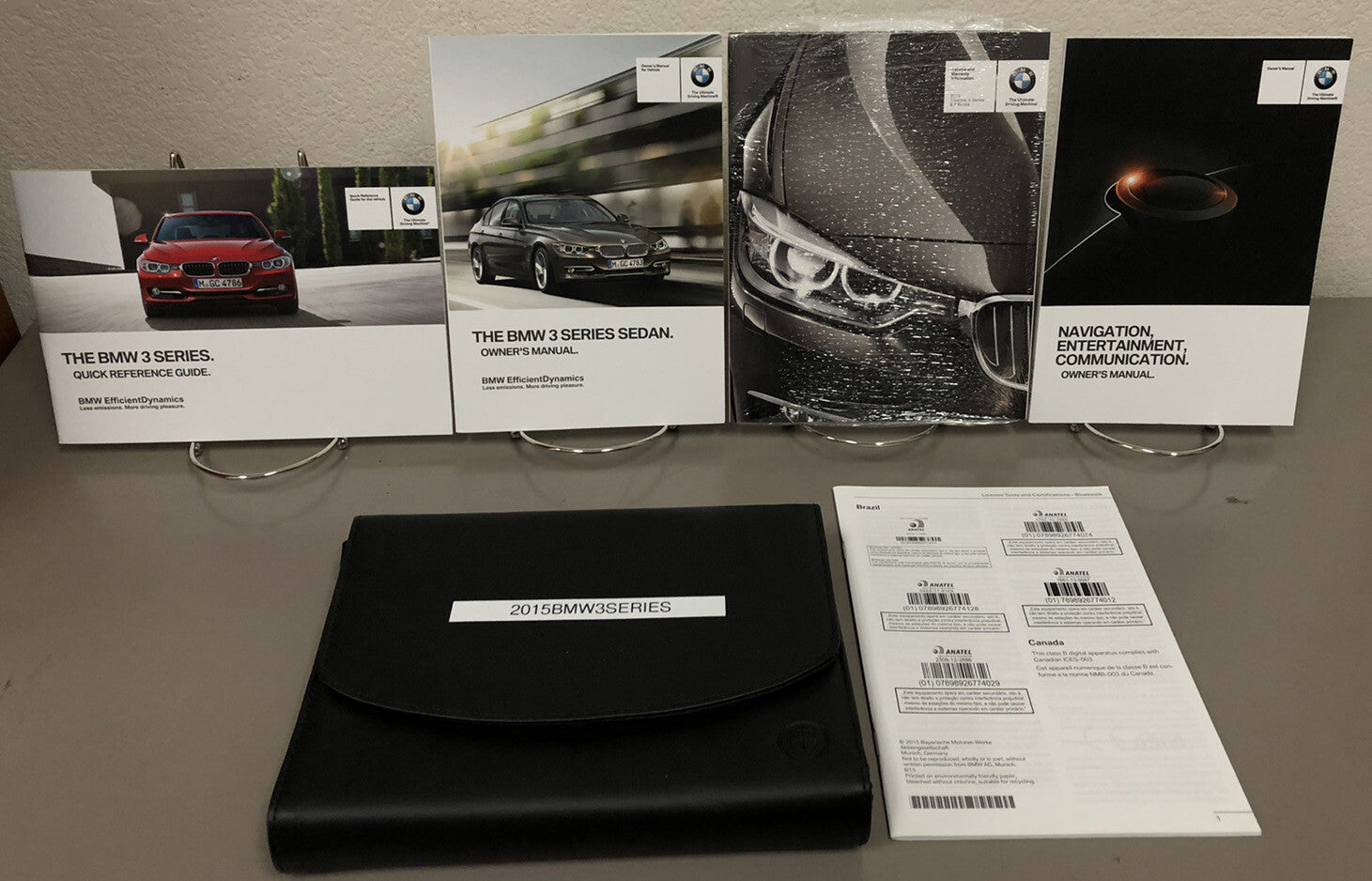 2015 BMW 3-Series Sedan Genuine OEM Owner's Manual Set w/Navigation & BMW Case