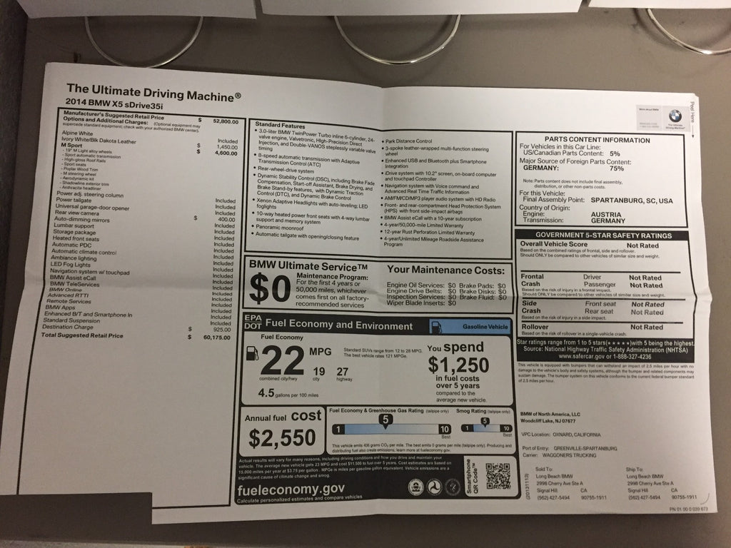 2014 BMW X5 Genuine OEM Owner's Manual Set w/Case and Bonus Key FOB--Ships Free!