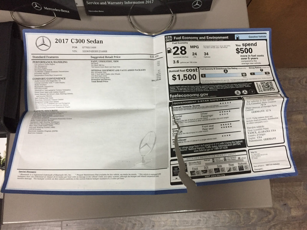 2017 Mercedes-Benz C-Class Sedan Wagon Genuine OEM Owner's Manual Set w/Case