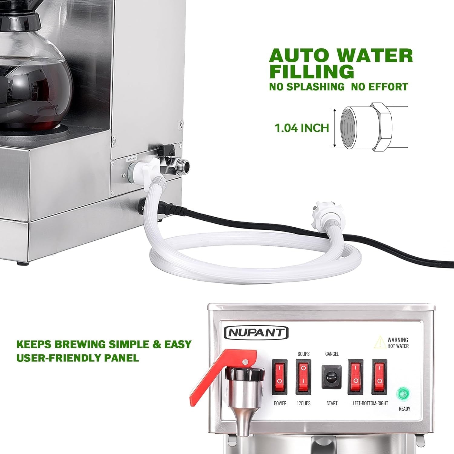 Nupant 12 Cup Commercial Coffee Maker-Automatic Water Fill-New Open Box Special