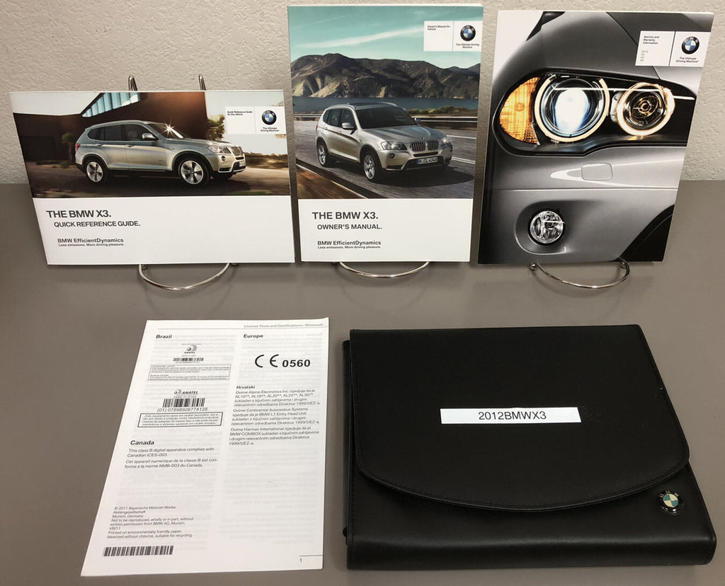 2012 BMW X3 28i 35i xDrive Genuine OEM Owner's Manual Set w/BMW Case