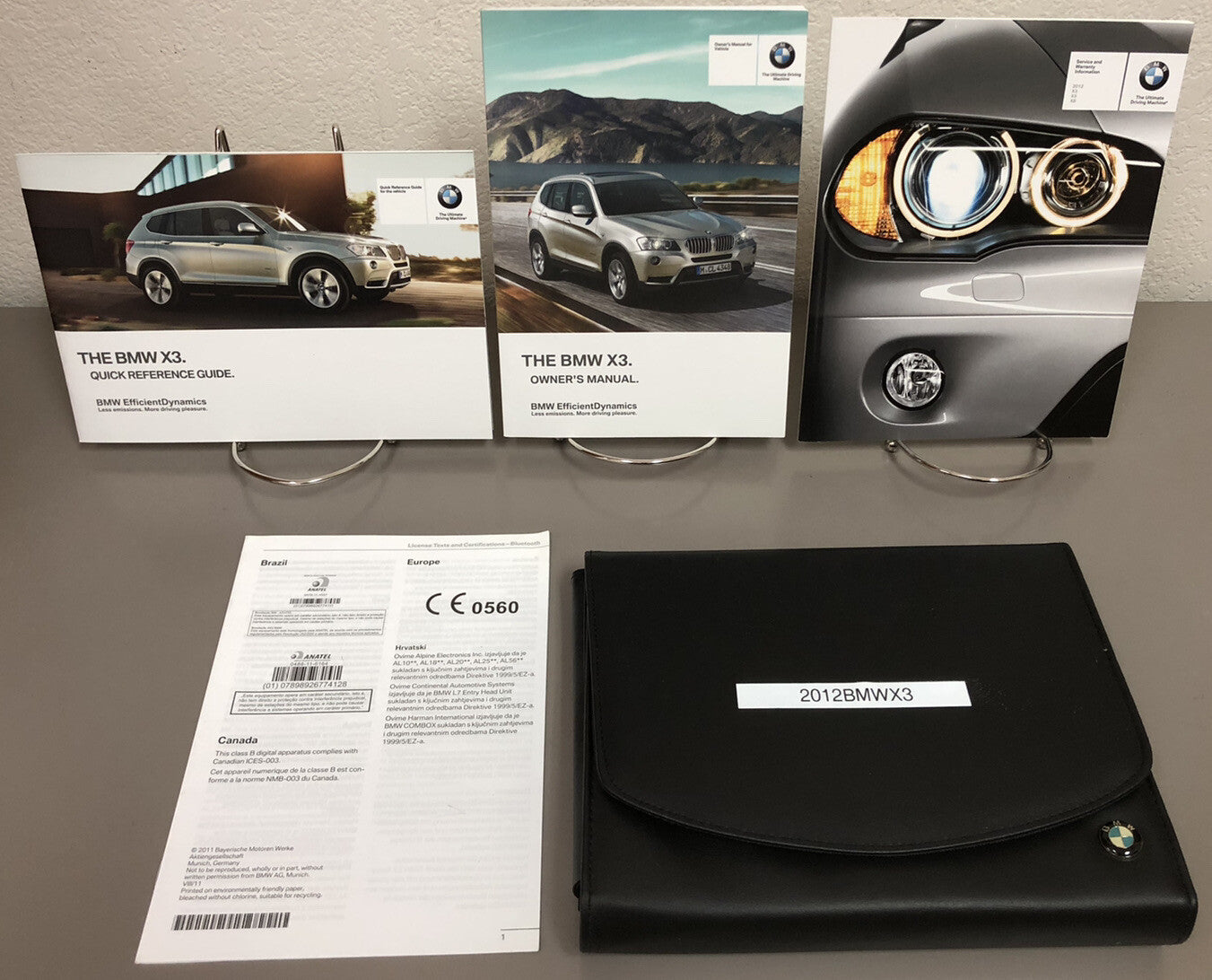 2012 BMW X3 28i 35i xDrive Genuine OEM Owner's Manual Set w/BMW Case