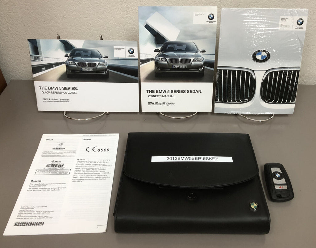 2012 BMW 5 Series Sedan 528i 535i 550i xDrive OEM Owner Manual w/ Bonus Key FOB!