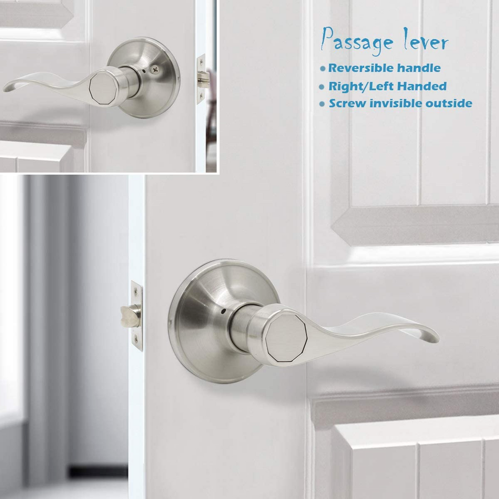 New Gobrico 10 Pack Satin Nickel Keyless Wave Levers Handles , W/ FREE SHIPPING