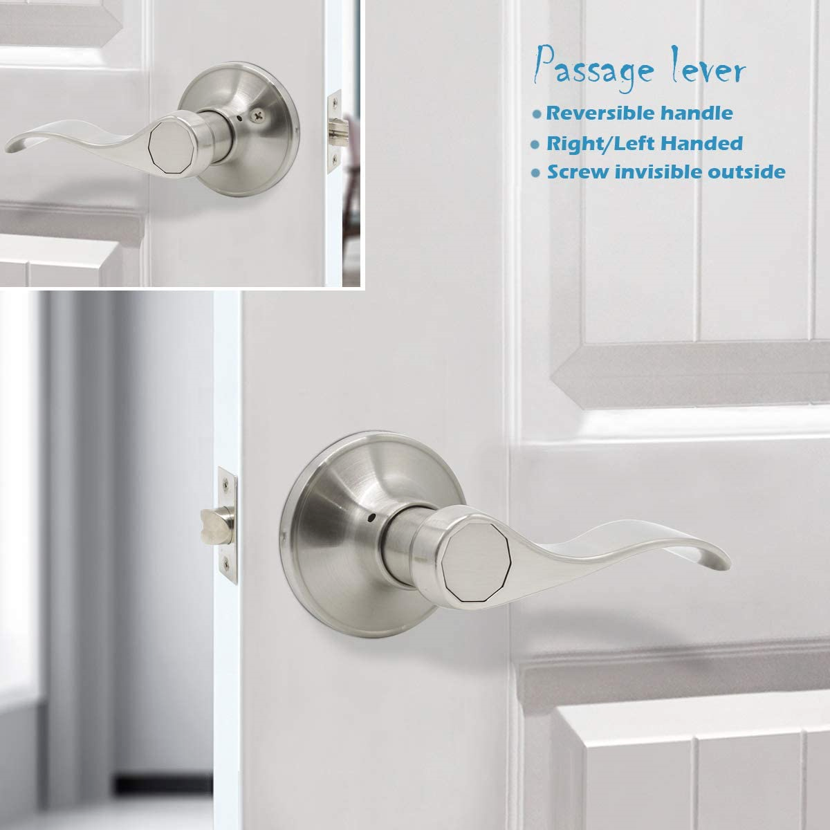 New Gobrico 10 Pack Satin Nickel Keyless Wave Levers Handles , W/ FREE SHIPPING