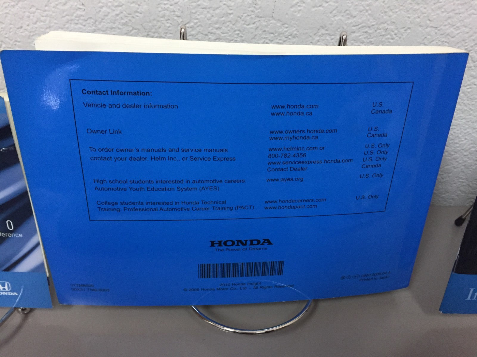 2010 Honda Insight Genuine OEM Factory Owner's Manual Set w/Case-Free Shipping!