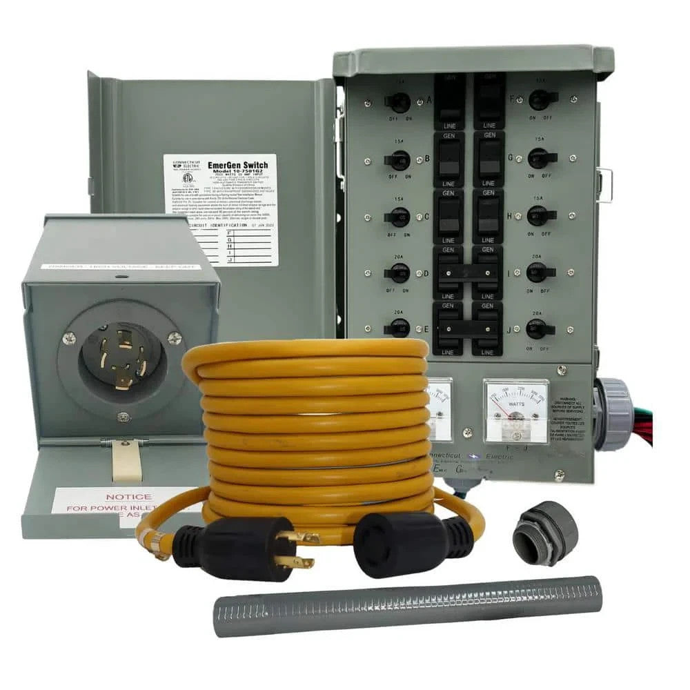 Connecticut Electric Emergen 30 Amp 10 Circuit G2 Transfer Switch Kit w/50' Cord