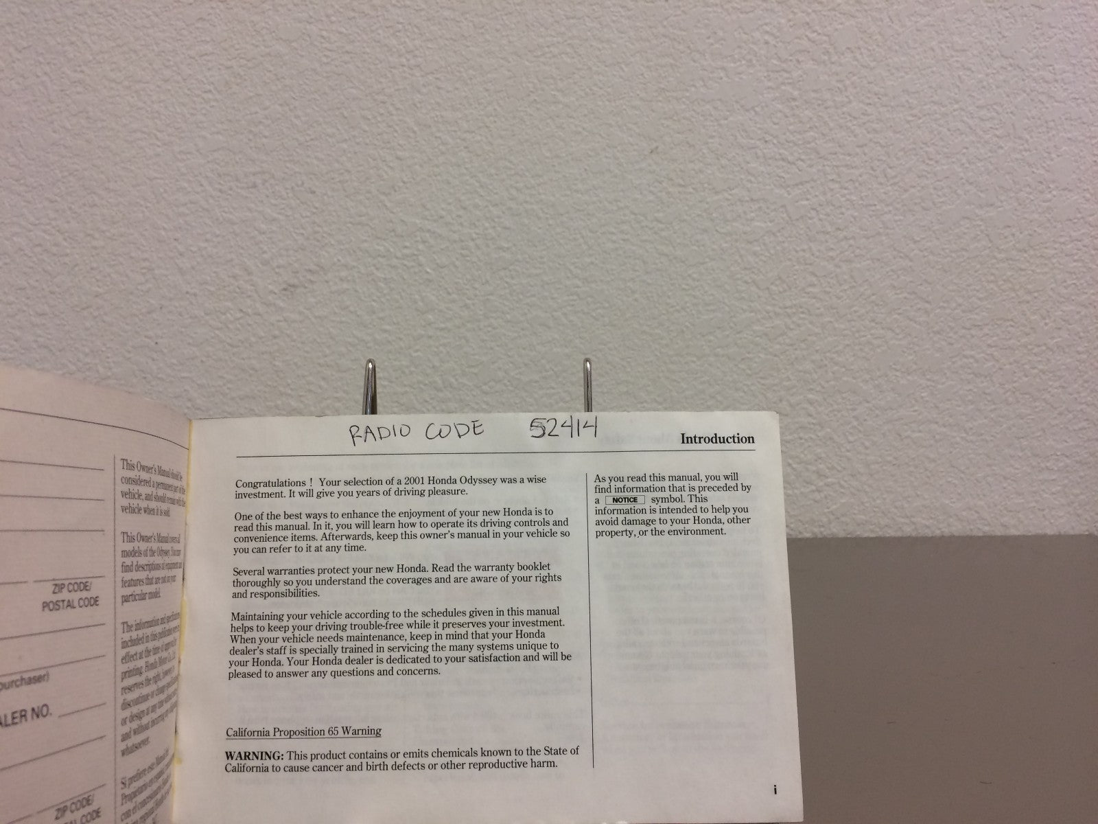 2001 Honda Odyssey Genuine OEM Owner's Manual--Free Shipping!