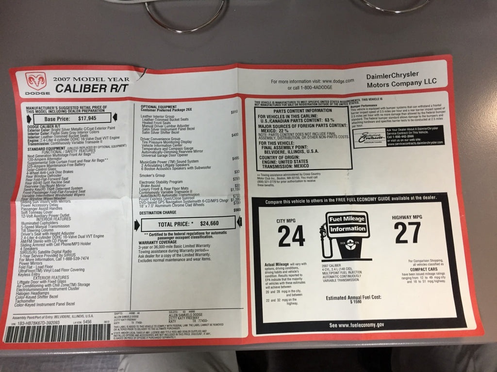 2007 Dodge Caliber Genuine OEM Owner's Manual Set w/Dodge Case--Free Shipping!!!