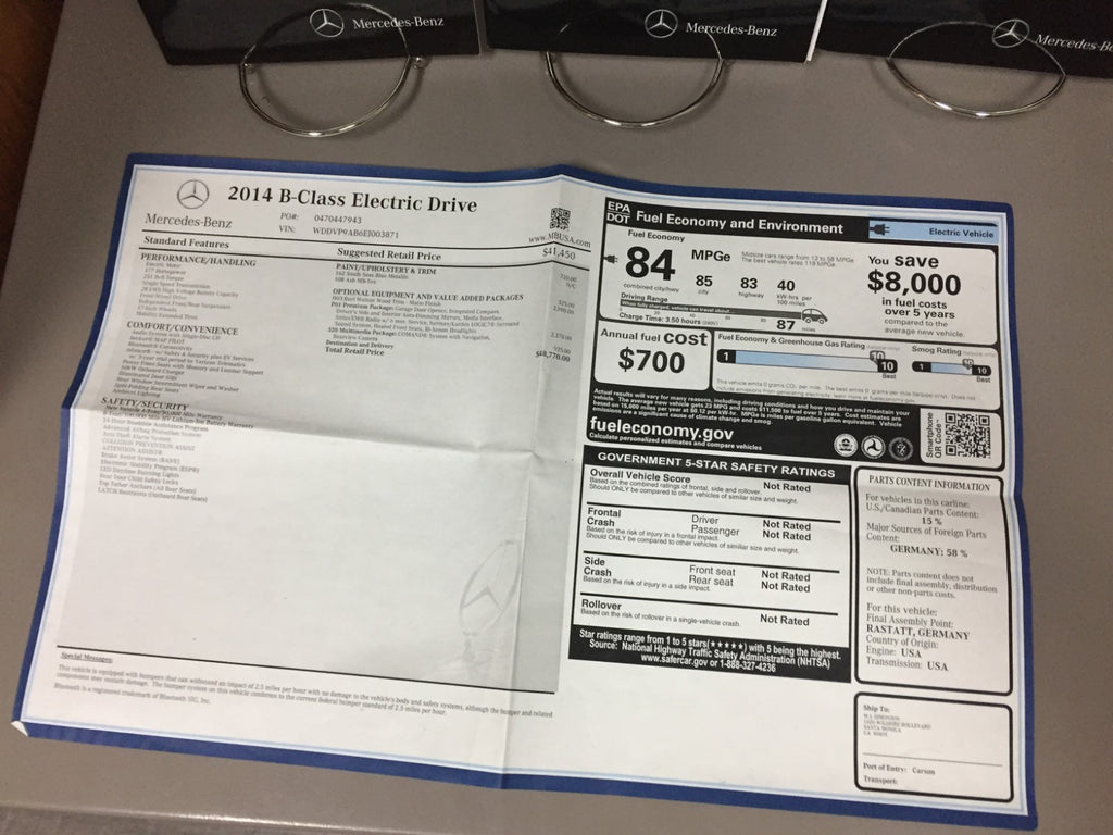 2014 Mercedes-Benz B-Class Electric Drive OEM Owner's Manual Set w/Comand Manual