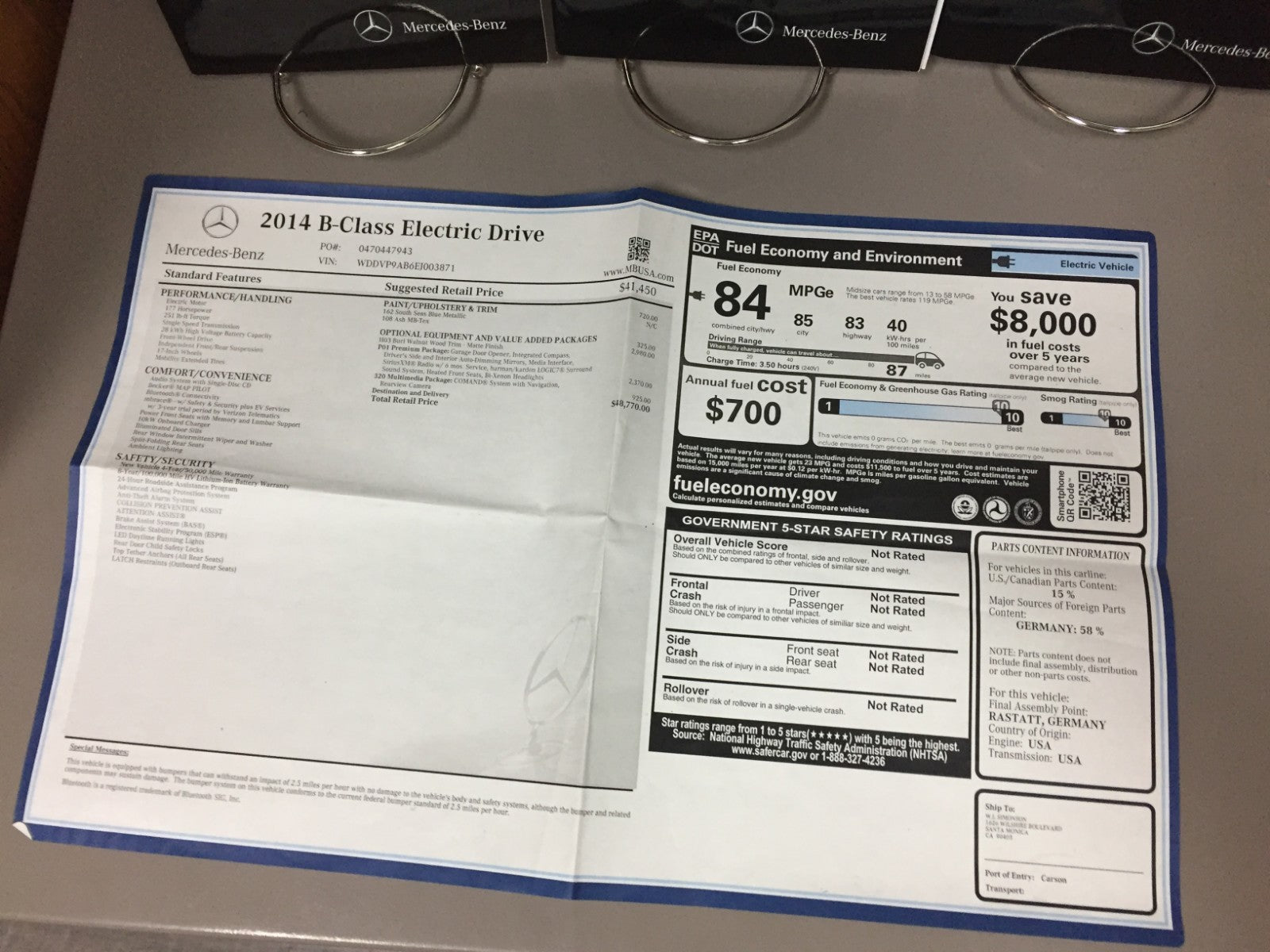 2014 Mercedes-Benz B-Class Electric Drive OEM Owner's Manual Set w/Comand Manual