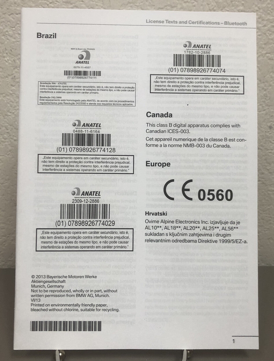 2014 BMW 5 Series Sedan 528i 535i 535d 550i xDrive OEM Owner's Manual w/ iDrive