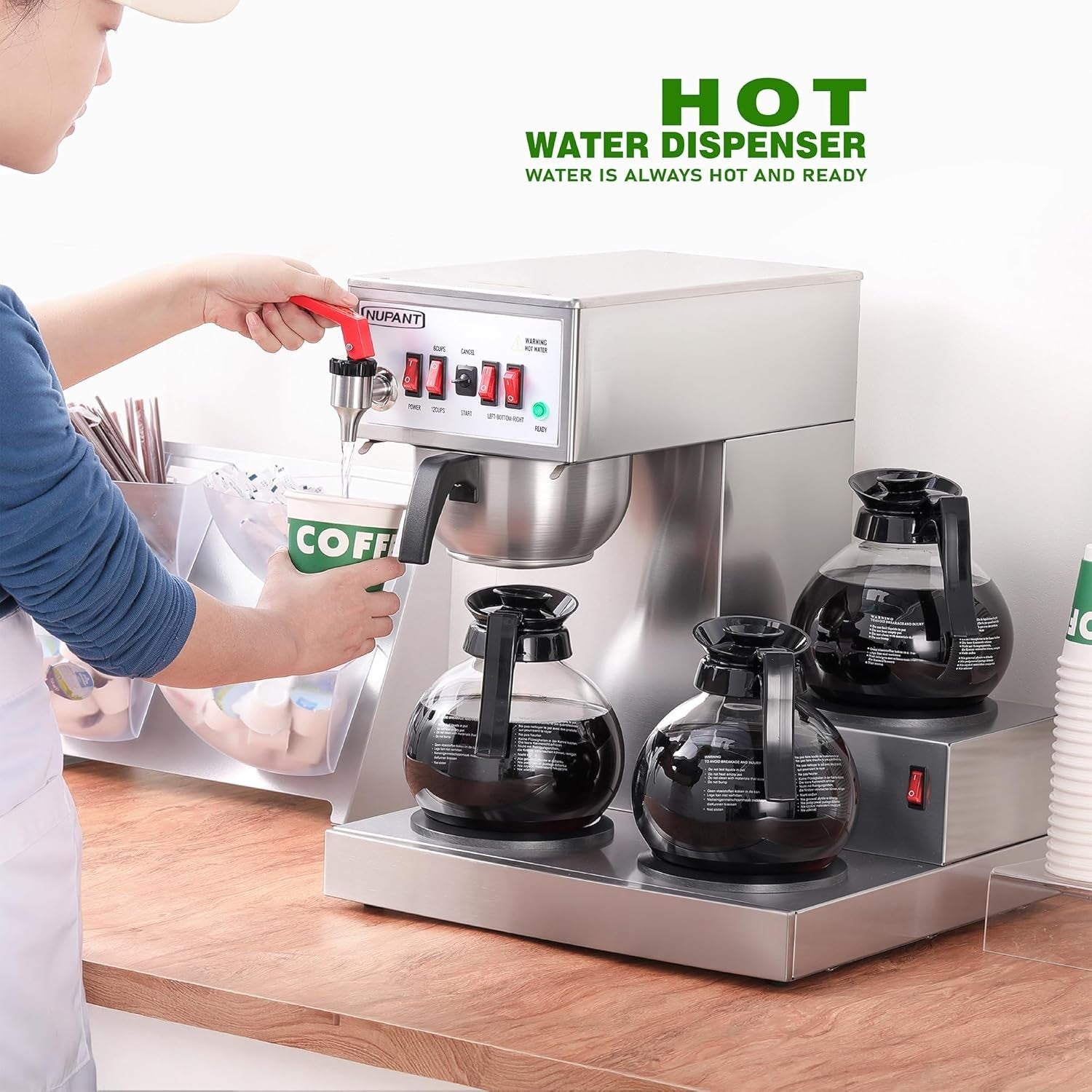 Nupant 12 Cup Commercial Coffee Maker-Automatic Water Fill-New Open Box Special
