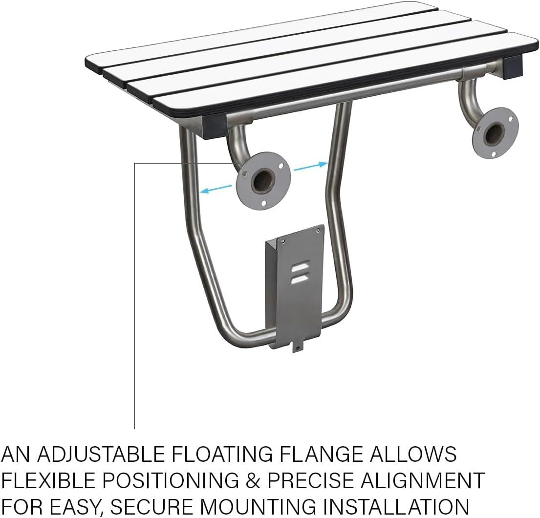 Seachrome 28-inch x 15-inch in ADA Folding Wall Mount Bathroom Shower Seat Bench