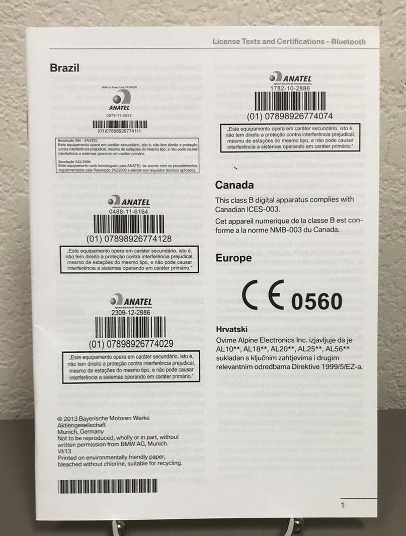 2014 BMW 6 Series Gran Coupe Genuine OEM Owner's Manual Set w/ iDrive and Case