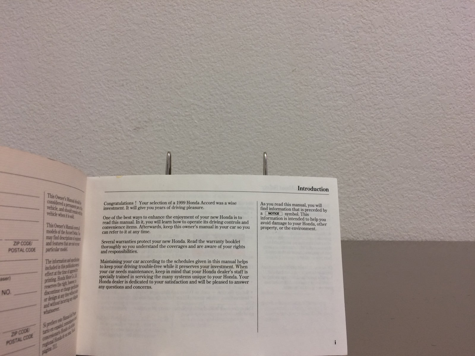 1999 Honda Accord Sedan Genuine OEM Owner's Manual--Free Shipping!