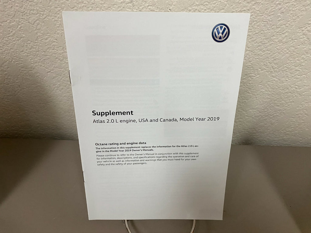2019 Volkswagen VW Atlas Genuine OEM Owner's Manual Set w/Case -- Free Shipping!