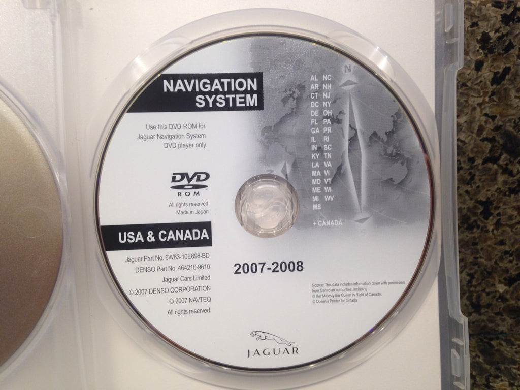 Jaguar XF XK XKR Navigation DVD 6W83-10E898-BD Map 2007-2008 East & West 2 Discs