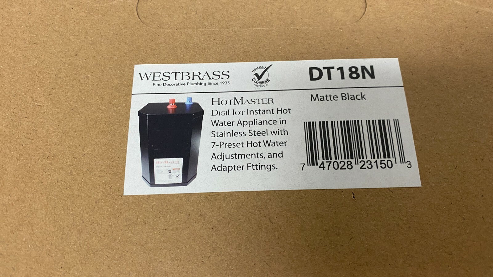 Westbrass DT1F272-62 Develosah 9" Hot Dispenser Faucet, with HotMaster DigiHot