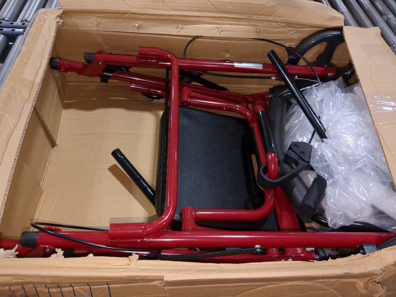 drive Duet Transport Chair Rollator Walker 300 lbs. Aluminum Burgundy 795BU