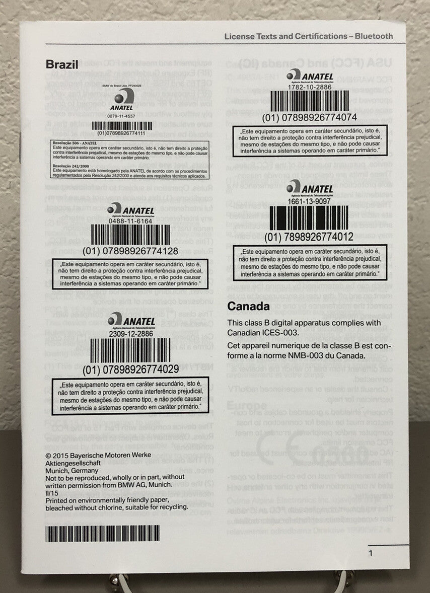 2015 BMW 3-Series Sedan Genuine OEM Owner's Manual Set w/Navigation & BMW Case
