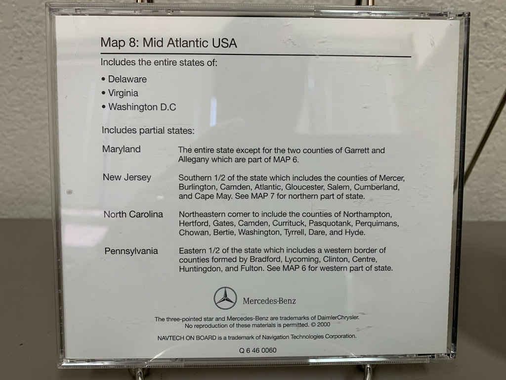 1999-2000 Mercedes Comand Navigation Disc 8 (DE/VA/DC & Parts of MD/NJ/NC&PA)