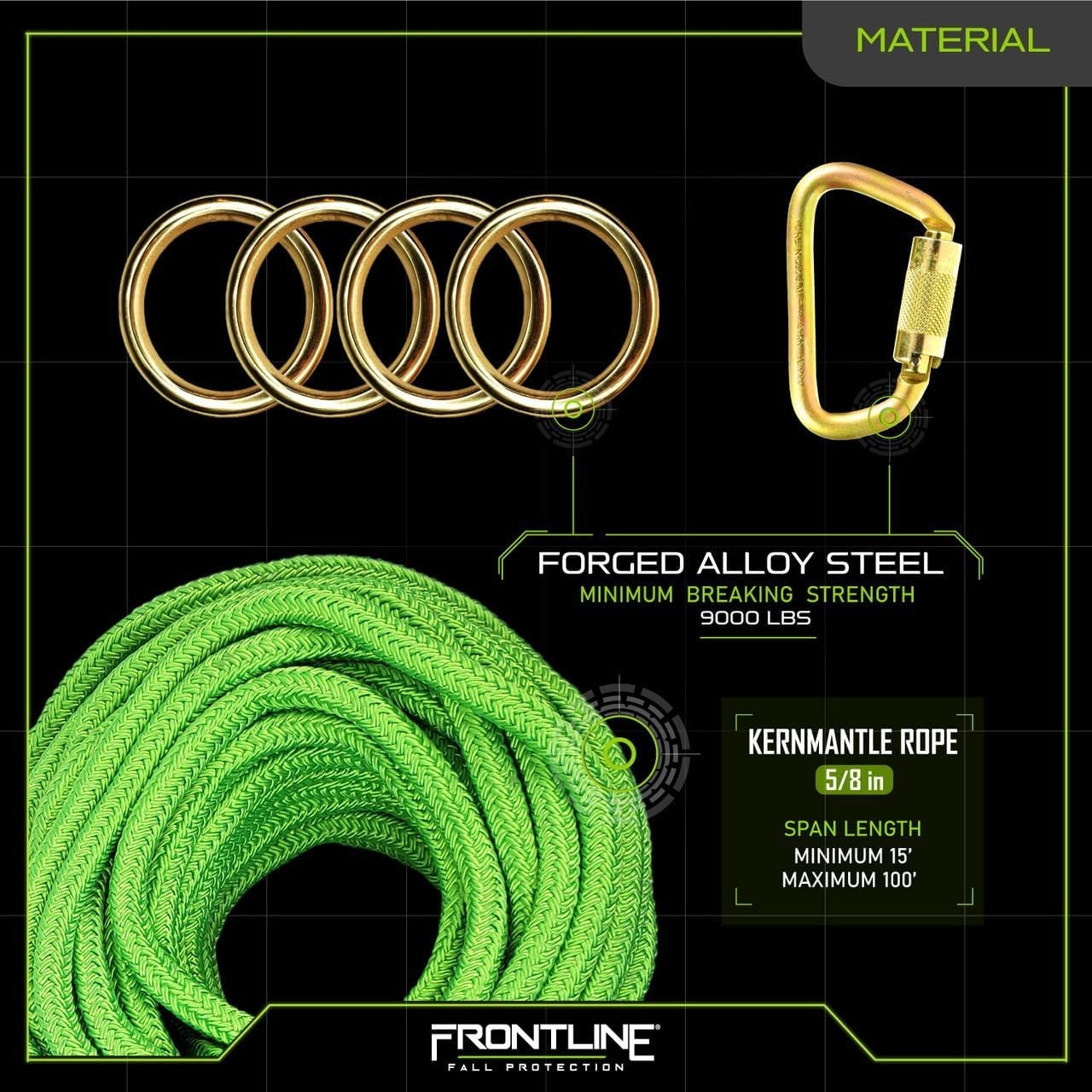 Frontline HLK1004 4-Person 100' Adjustable Horizontal Lifeline System