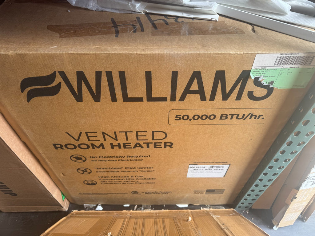 Williams 50k BTU - Natural Gas Room Heater Model Number 5001522A--New Open Box