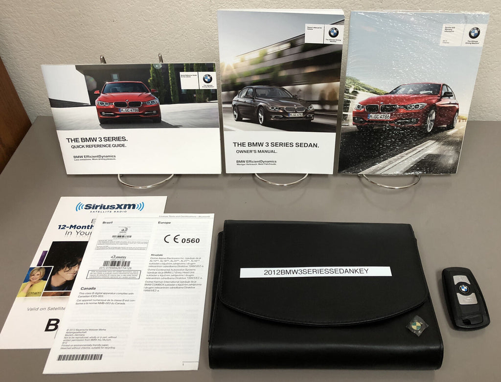 2012 BMW 3 Series Sedan 320i 328i 335i Genuine OEM Owner Manual w/Bonus Key FOB