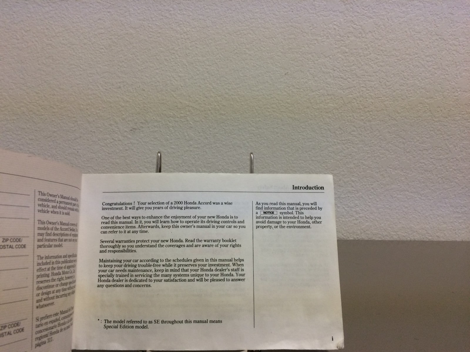 2000 Honda Accord Sedan Genuine OEM Owner's Manual--Free Shipping!