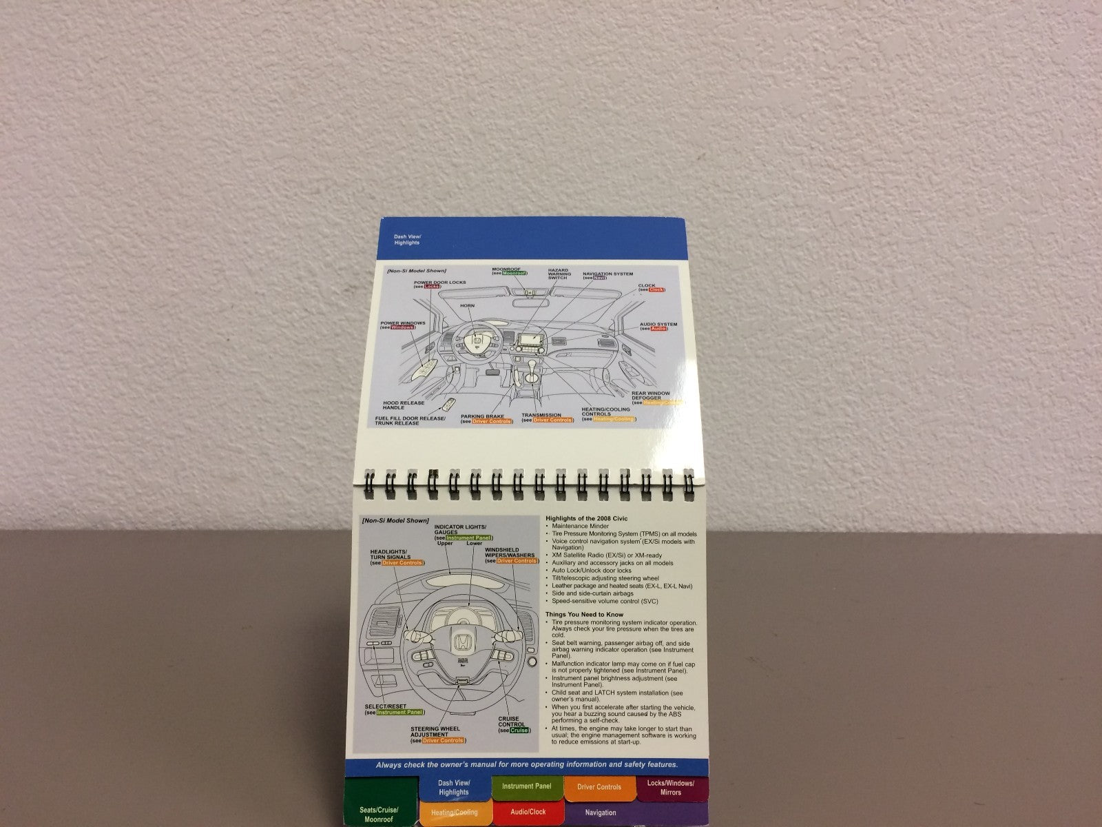 2008 Honda Civic Sedan Genuine OEM Owner's Manual Set w/Bonus Key FOB-Ships Free