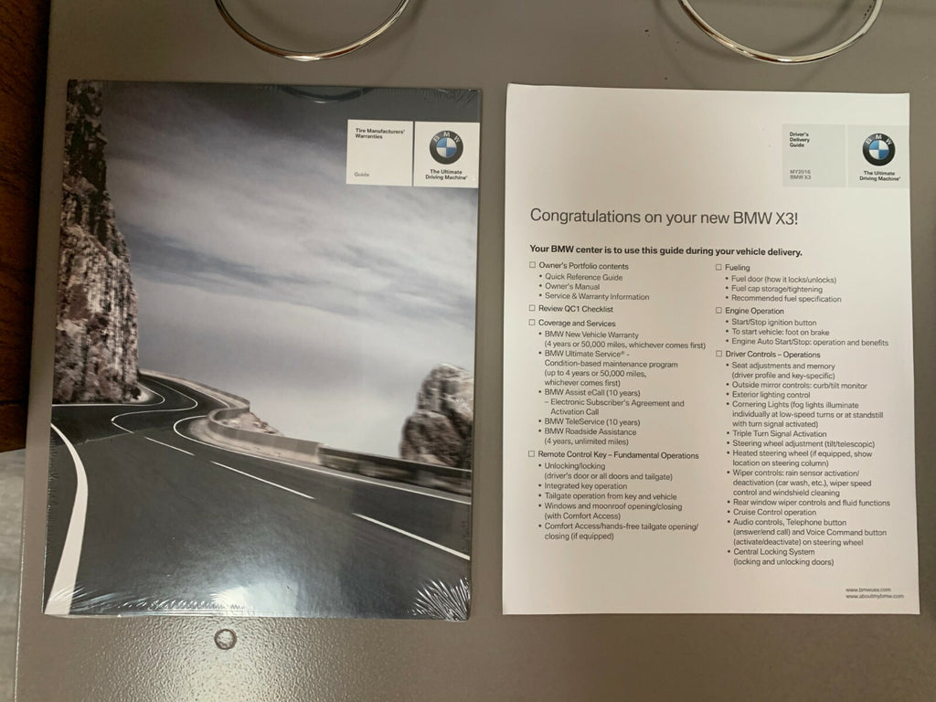2016 BMW X3 Genuine OEM Owners Manual Set w/BMW Case, Nav Manual & Bonus Key FOB