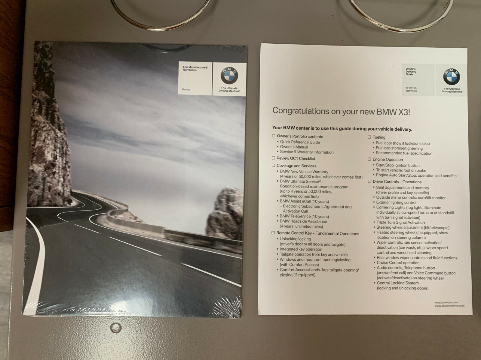 2016 BMW X3 Genuine OEM Owners Manual Set w/BMW Case, Nav Manual & Bonus Key FOB