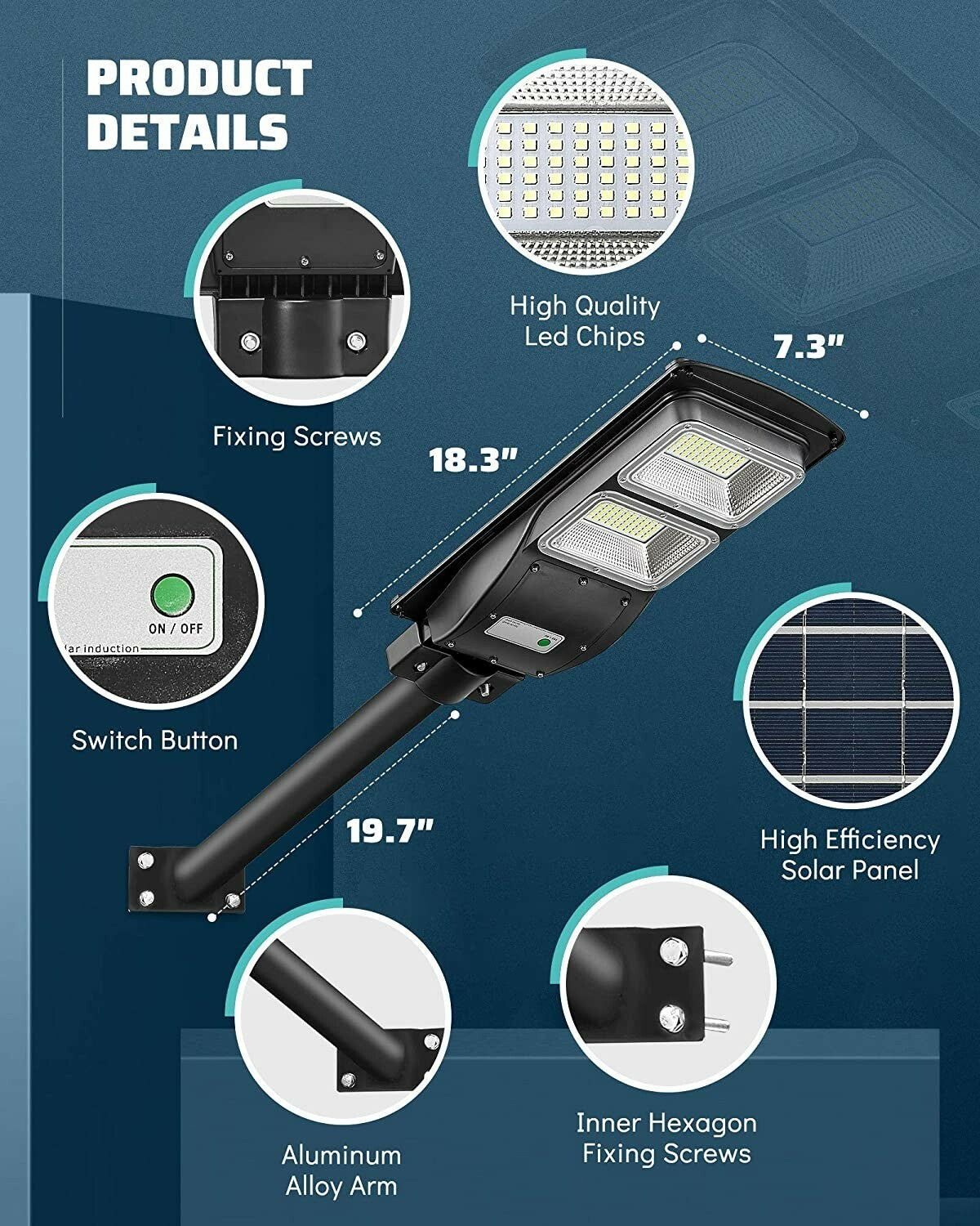 LOVUS Solar Street Light 2 Pack 6000LM LED Solar Power Street Lamp Outdoor