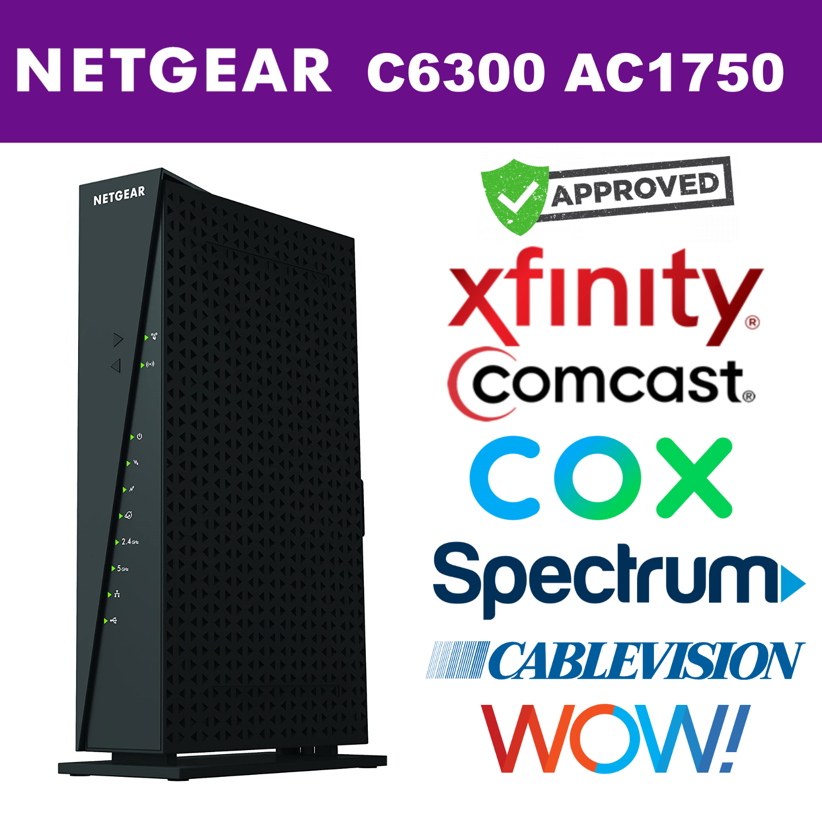 Netgear C6300 AC1750 WiFi Cable Modem Router Dual Band Gigabit W/ Free Shipping