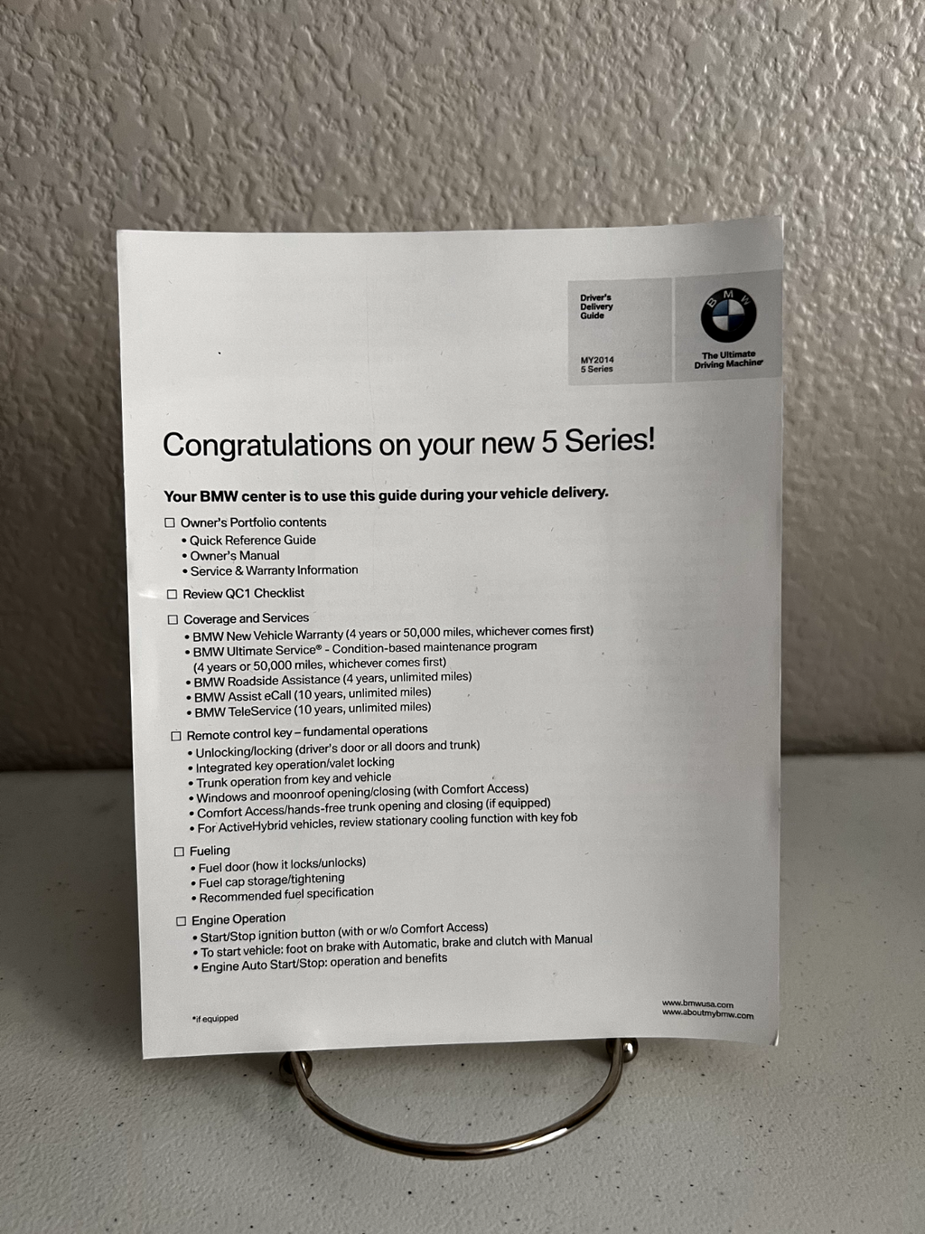2014 BMW 5 Series Sedan 528i 535i 535d 550i xDrive OEM Owner's Manual Set