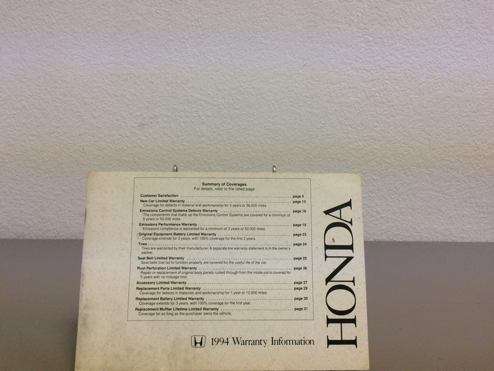 1994 Honda Accord Sedan Genuine OEM Owner's Manual--Free Shipping!