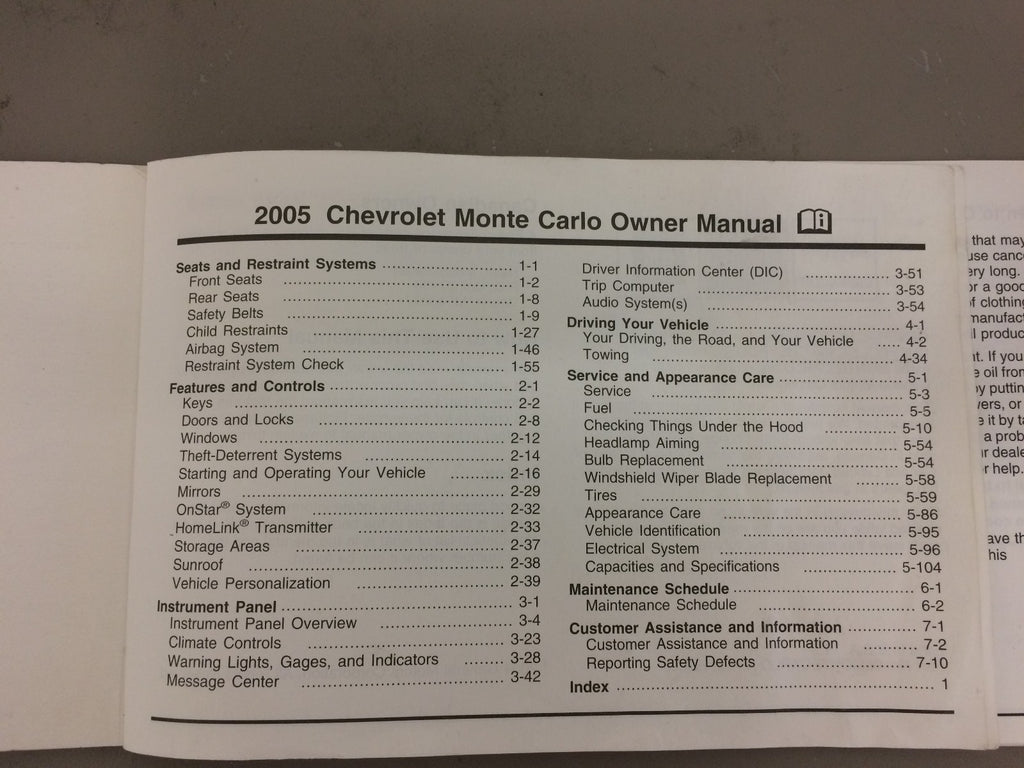 2005 Chevrolet Chevy Monte Carlo Genuine OEM Owner's Manual w/Bonus Key FOB