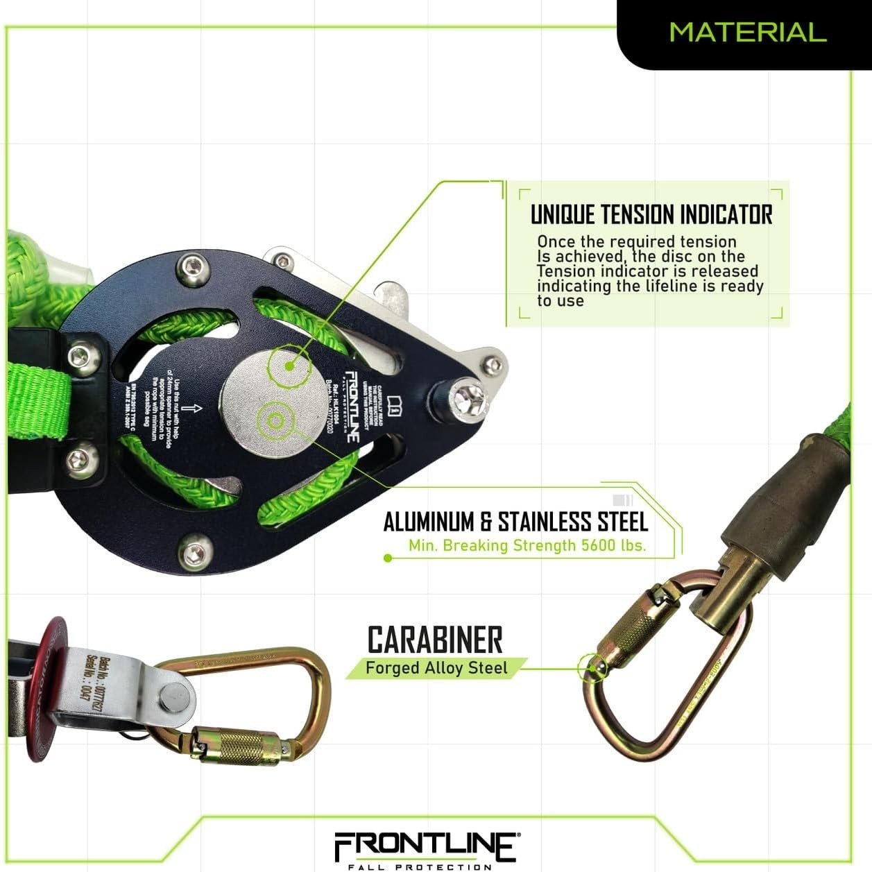 Frontline HLK1004 4-Person 100' Adjustable Horizontal Lifeline System
