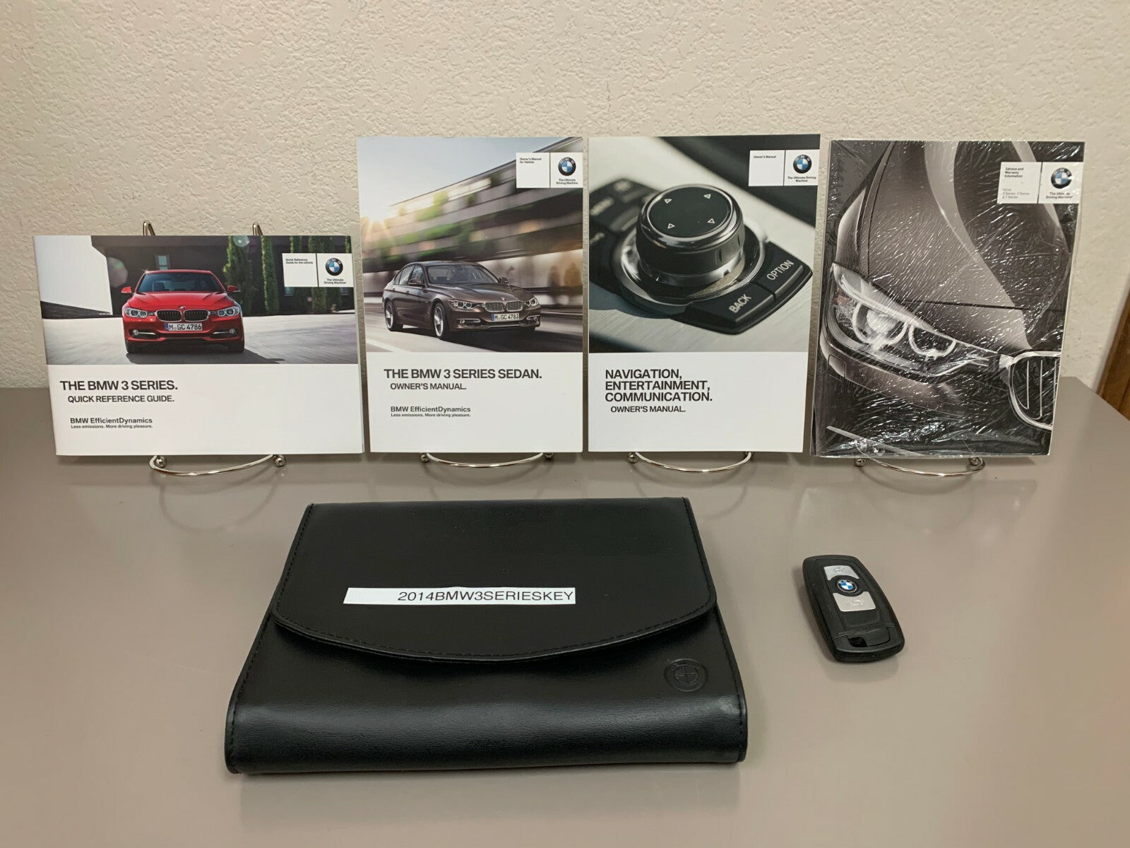 2014 BMW 3-Series Sedan Genuine OEM Owner's Manual Set w/Case and Bonus Key FOB