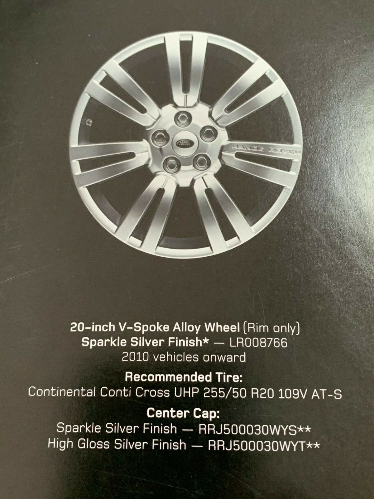 2010-2012 Range Rover Genuine OEM Wheel Rim Sparkle Silver Finish LR008766